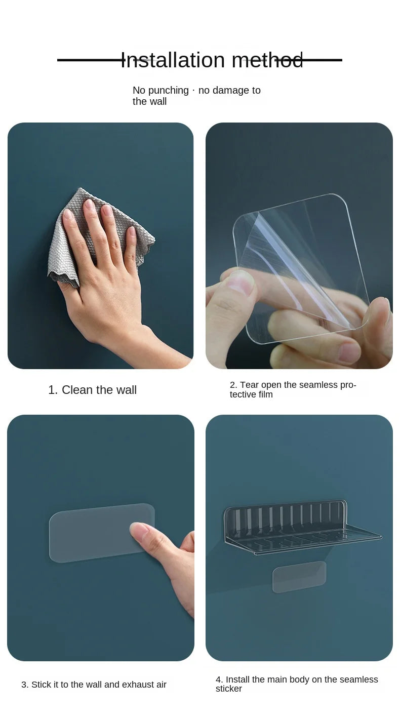 Wall-mounted Storage Rack for Bathroom, Punch-free, Household, Toiletry, Table, Cosmetic, Makeup, Rack, #3478