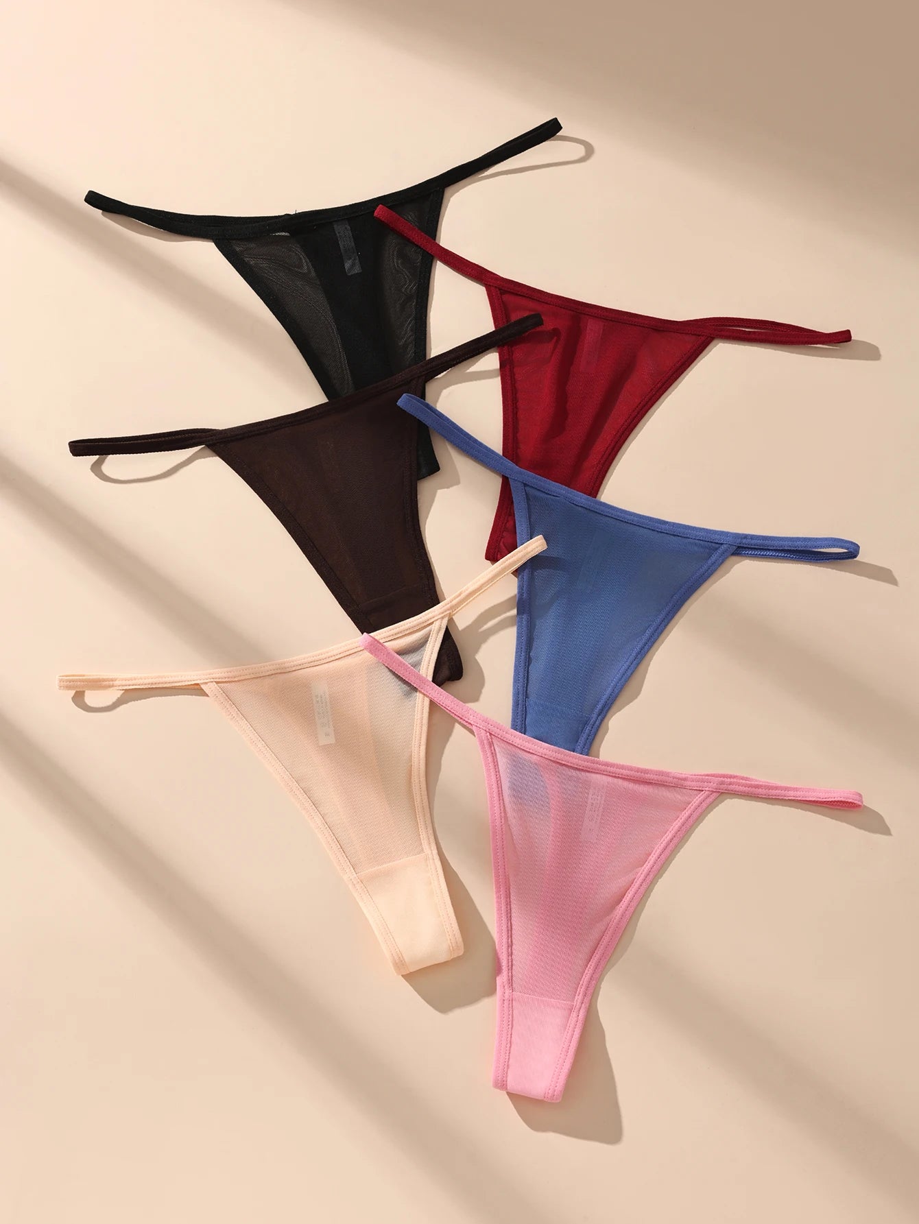 6Pcs/Set Sexy Low Waist Thongs Women Bikini Panties T-back Underpants S-XXL Female G-String Panty Ladies Thong Lingerie