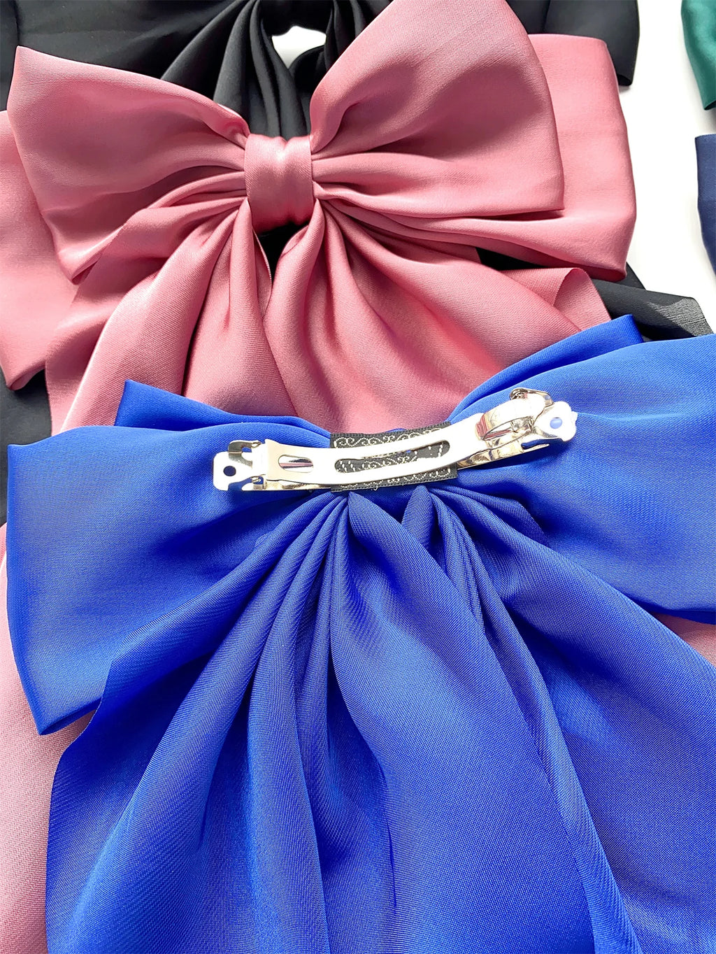 6 spring clip streamers bow hair clips for women
