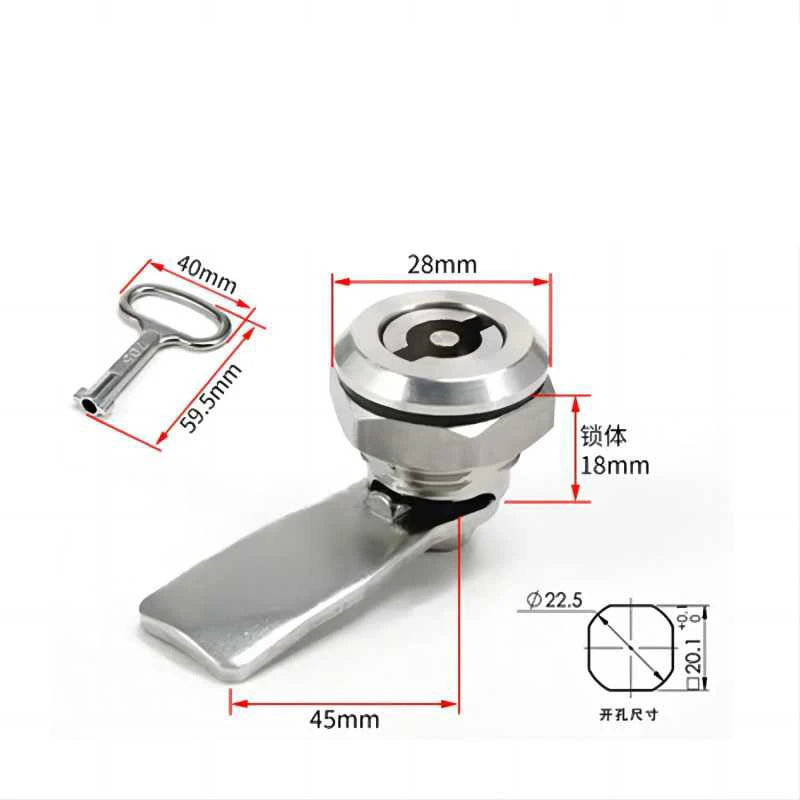 1 Set Stainless Steel 18mm Tool Lock Cam Cylinder Lock For Industrial Cabinet Cam Lock 18mm Electric Cabinet Lock Keys