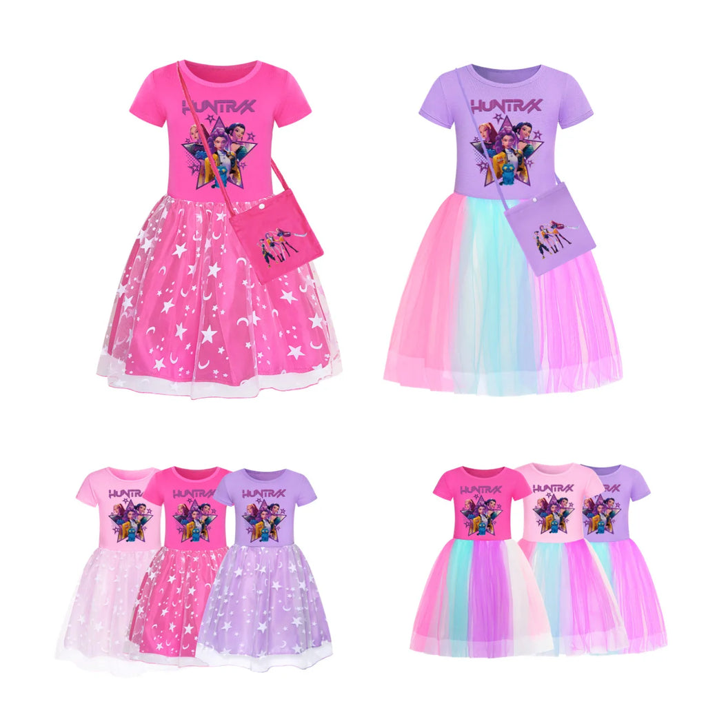 KPop Demon Hunters Dress Kid's Casual Summer Clothes Cute Baby Girls Princess  Dresses Party Cosplay Costume Dress Vestidos Gift