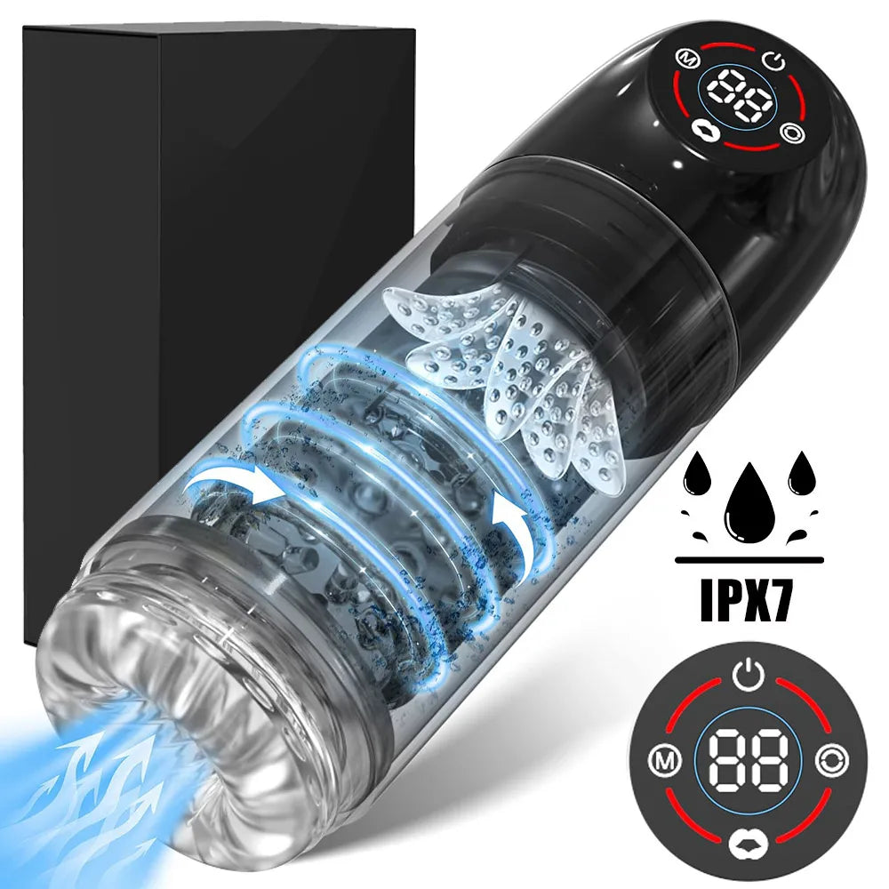 Automatic Male Masturbator Cup 7 Sucking Rotating Licking Modes Pocket Pussy Stroker Blowjob Penis Pump Sex Toys For Men