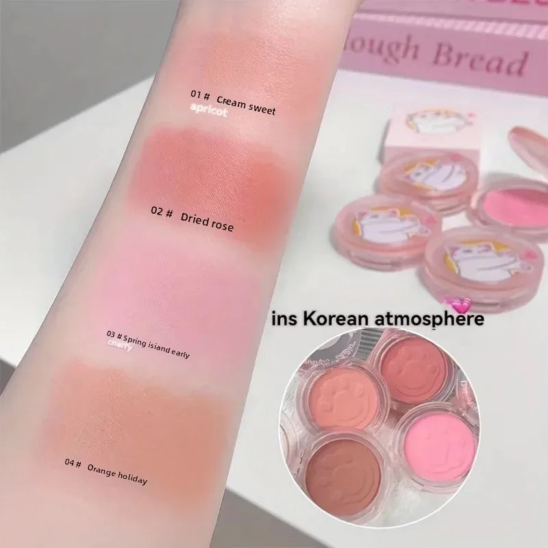 Matte 3D Single Color Blush Natural Cheek Tint Waterproof Face Contouring Powder Soft Korean Style Female Makeup Brightening