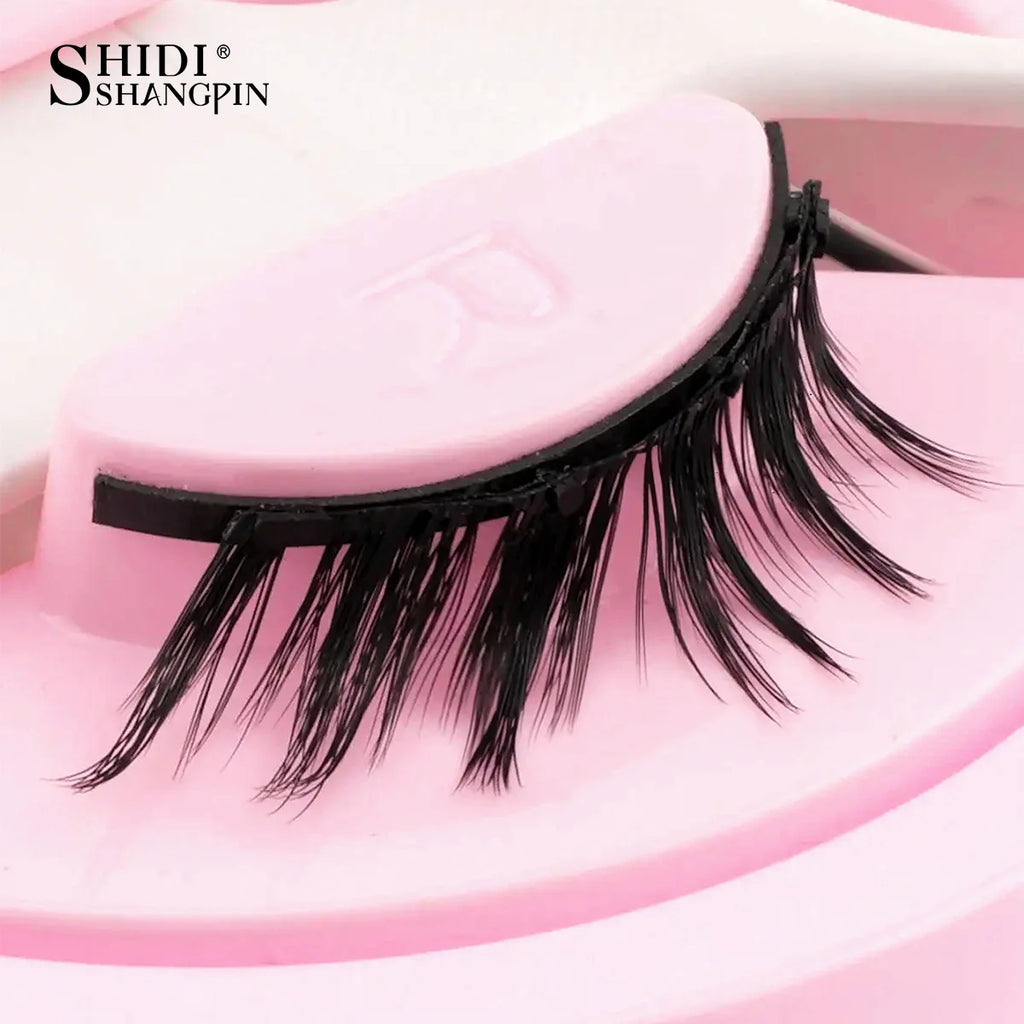 Reusable Magnetic Eyelashes 1 Pair Natural Curly Fluffy Magnetic False Eyelashes No Glue Needed Lashes Makeup with Tweezer Set