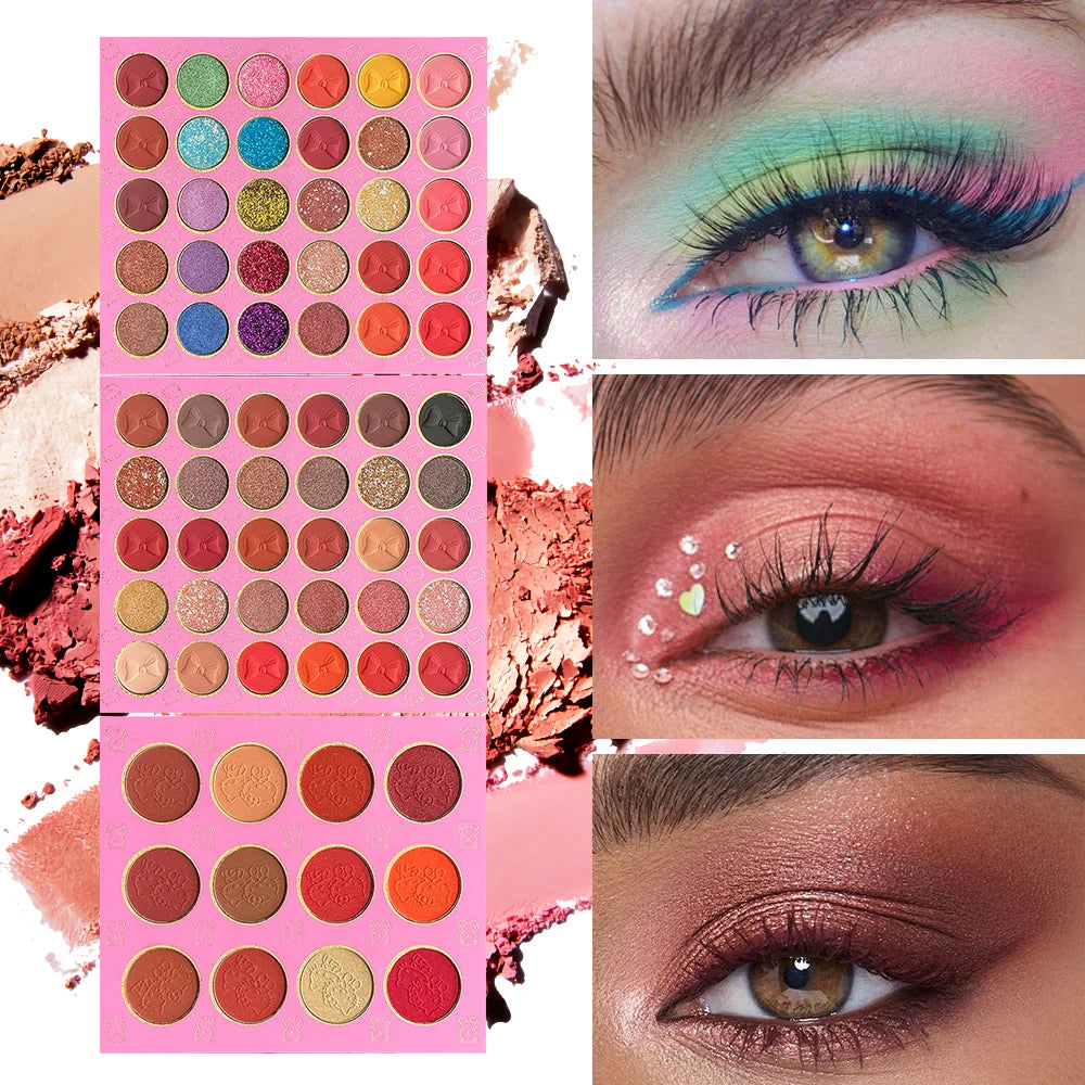 72-Color Pink Eyeshadow Palette Color Board Shimmer Matte Nude Natural All In One, Carnival Mardi Gras Christmas Masquerade