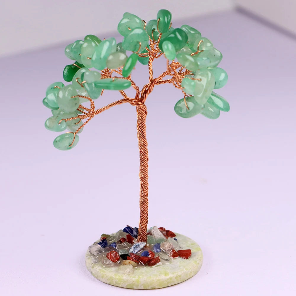 Amethyst Healing Crystals Tree Copper Wire Wrapped on Natural Stone Slice Base Home Desk Living Room Gemstone Decor Mini Sized
