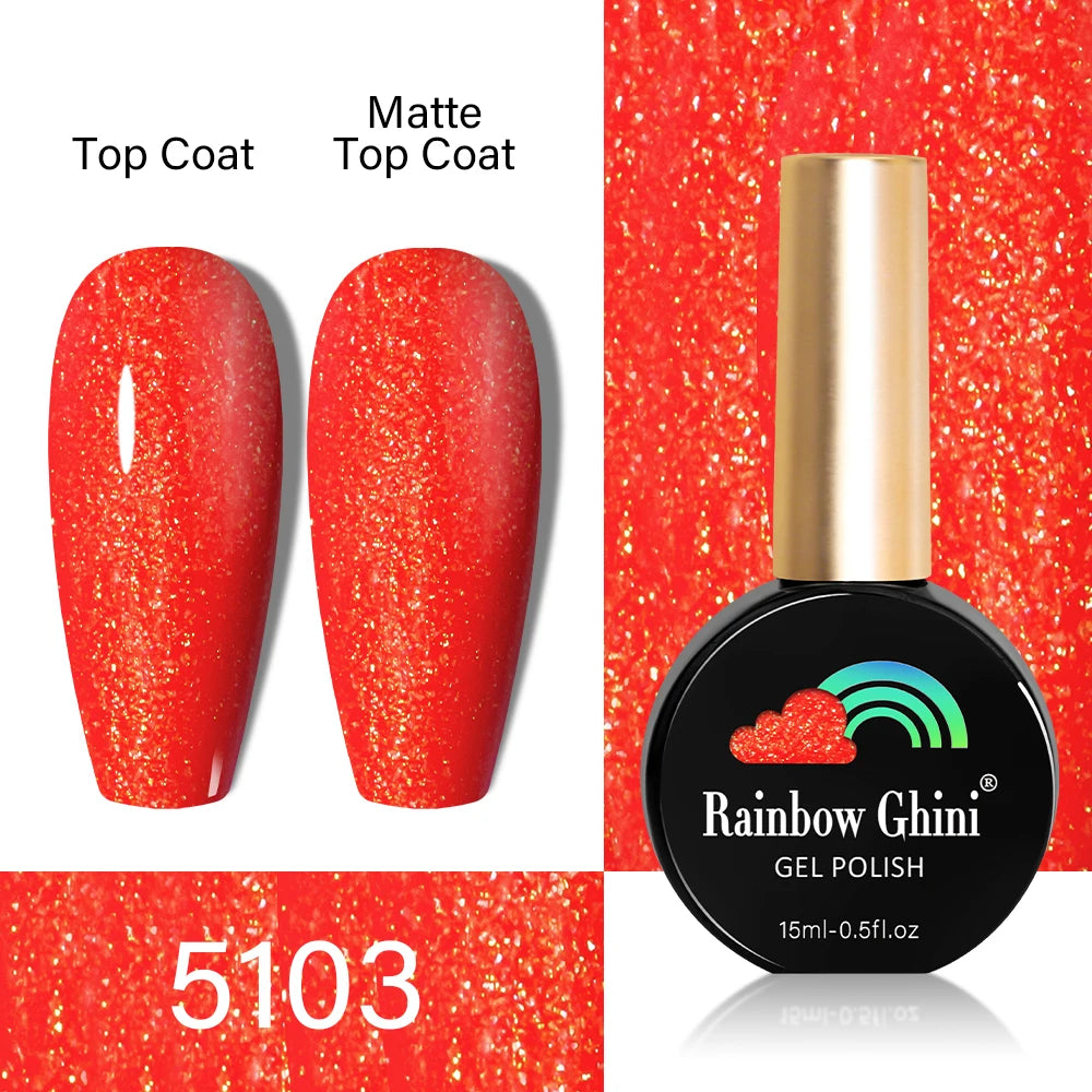 RG HEMA TPO FREE Neon Glitter Gel Nail Polish 15ml Nail Art Manicure Semi Permanent Gel Hybrid Varnishes Top Base Coat UV Nail