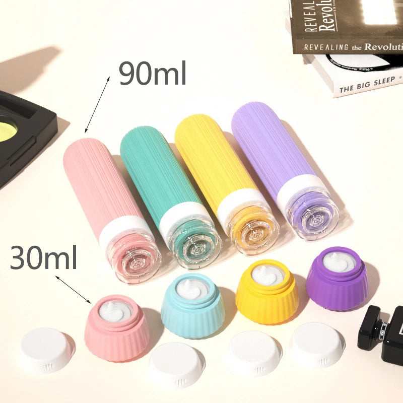 8PCS SiliconeTravel Bottles Travel-Sized Toiletries Travel Containers Leak-Proof Silicone Squeeze Travel Essentials Cream Jar