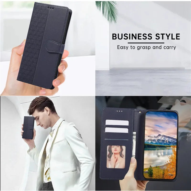 Luxury Leather Wallet Phone Case for iPhone 17 Air 16 15 14 Pro Max 16E 13 12 Mini 11 XS XR Max SE 8 7 Plus Flip Stand Cover
