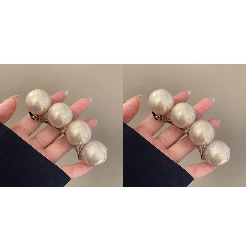 2025 New Round Ball Imitation Pearl Solid Color Spring Hair Pin/Clips for Women Personality Temperament Fashion Bow Accessories