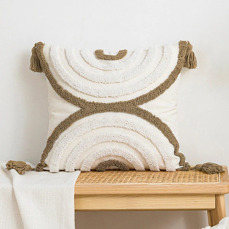 Battilo Luxury Pillow Cover with Tassels Soft Cotton Pillowcase Boho Decorative Throw Pillow for Living Room Sofa Cushion Cover