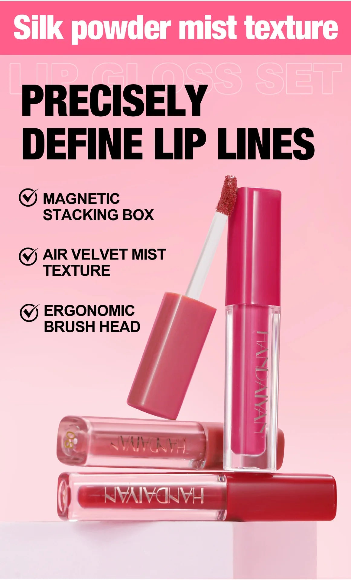 4 Pcs Lip Gloss Set, Waterproof Non Transfer Shimmer Lipstick, Long Lasting & Easy to Apply Liquid Lip Gloss for Daily Makeup