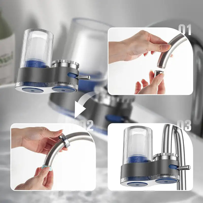 Universal Faucet Water Purifier with Adapters & Filter Elements Kitchen Tap Water Filters Detachable Washable Filtration Devices