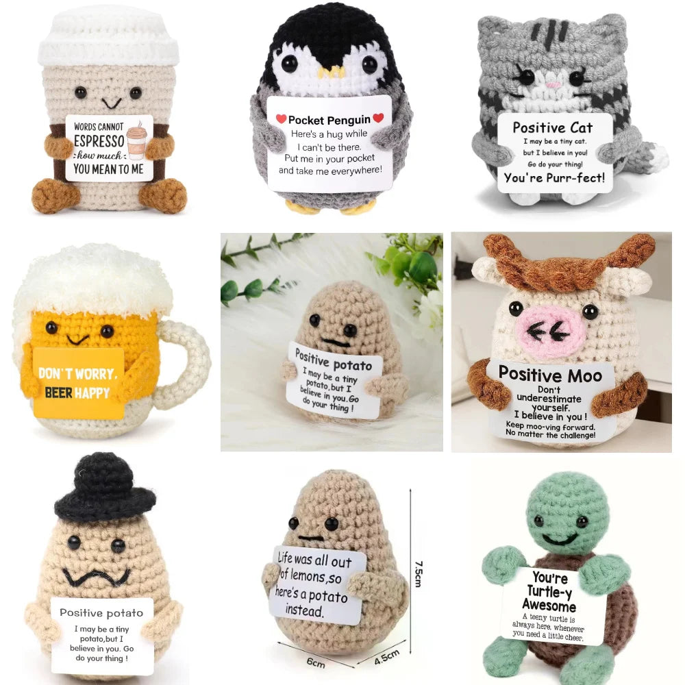 Positive Crochet Dolls Funny Potato Crochet Doll Emotional Support Animal Gift Creative Positive Crochet Figures for Friends