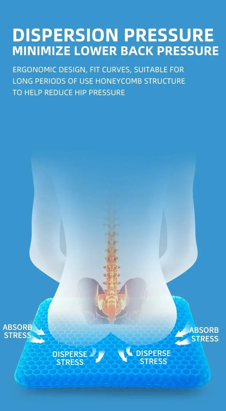 Gel Seat Cushion Summer Breathable Honeycomb Design For Pressure Relief Back Tailbone Pain - Home Office Wheelchair Chair Cars