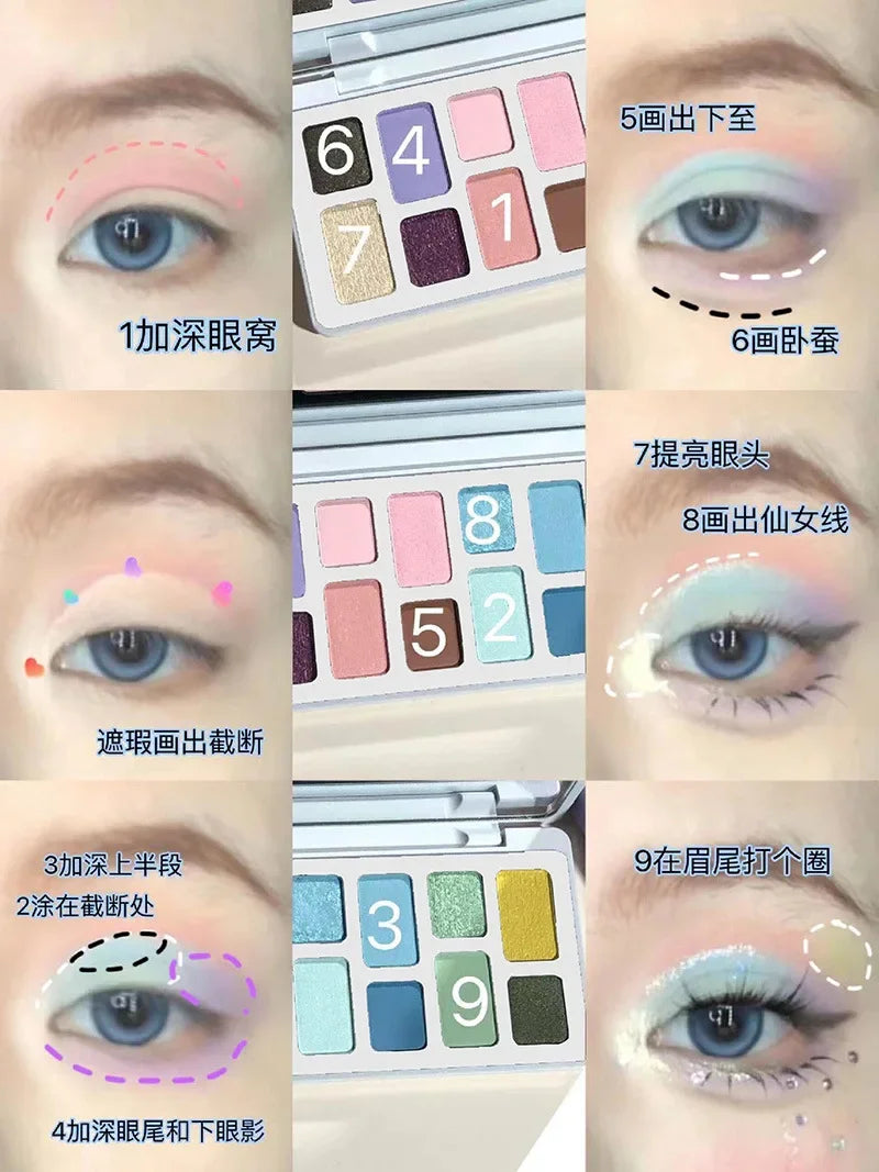 K'APEINE 16-Color Eyeshadow Palette Natural Daily Light Makeup Color Play Stage Cosmetics Portable for Eye Beauty