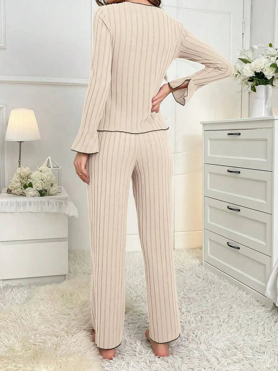 Sleepwear Women Pajama Set Woman Women's Home Clothes Trousers Sets Women's Pajamas Summer Pijama Wear Long Sleeve Sleep Lounge