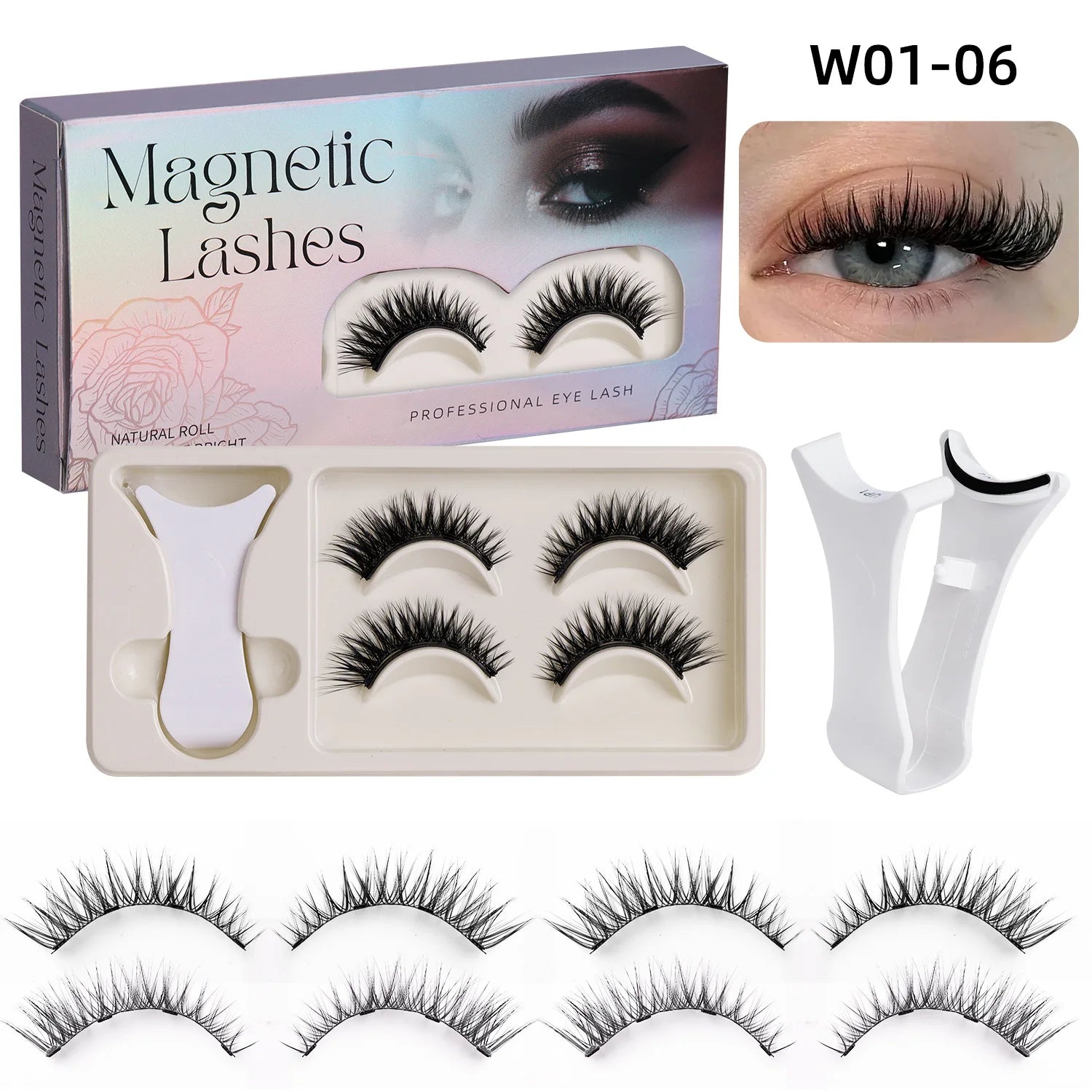 Hot 2 Pair Magnetic Eyelashes Handmade Fluffy Faux Mink Lashes Reusable Natural False Eyelashes and Magnetic Tweezers Set Makeup