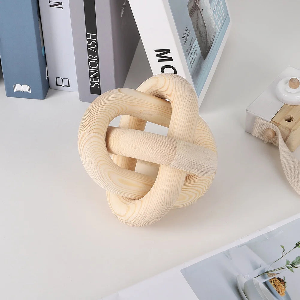 Bohemian Wood Chain Decoration for Living Room Farmhouse Coffee Table Decor Wood Knot Boho Natural Chain Desk Home Ornaments