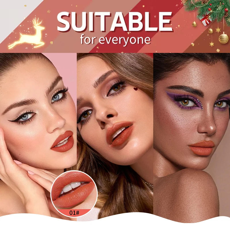 Christmas Matte Lip Gloss Set Lipstick Smooth Lasting Display Lip Gloss Waterproof Moisturizing Lipstick Holiday Gift Box Set
