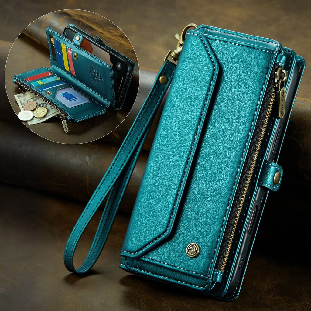 Crossbody Wallet Case for iPhone 17 Pro Max iPhon Air 17 Pro,RFID Blocking, 7-10 Card Slots, PU Leather Flip Wristlet with Strap