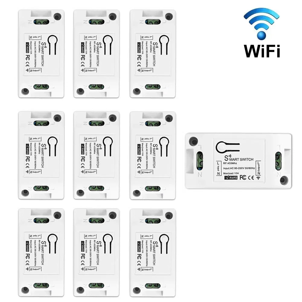 Tuya WiFi Smart Switch RF 433MHz MiNi Wireless Smart Home Receiver Relay Remote Control 110V 220V Work With Alexa Smart Life