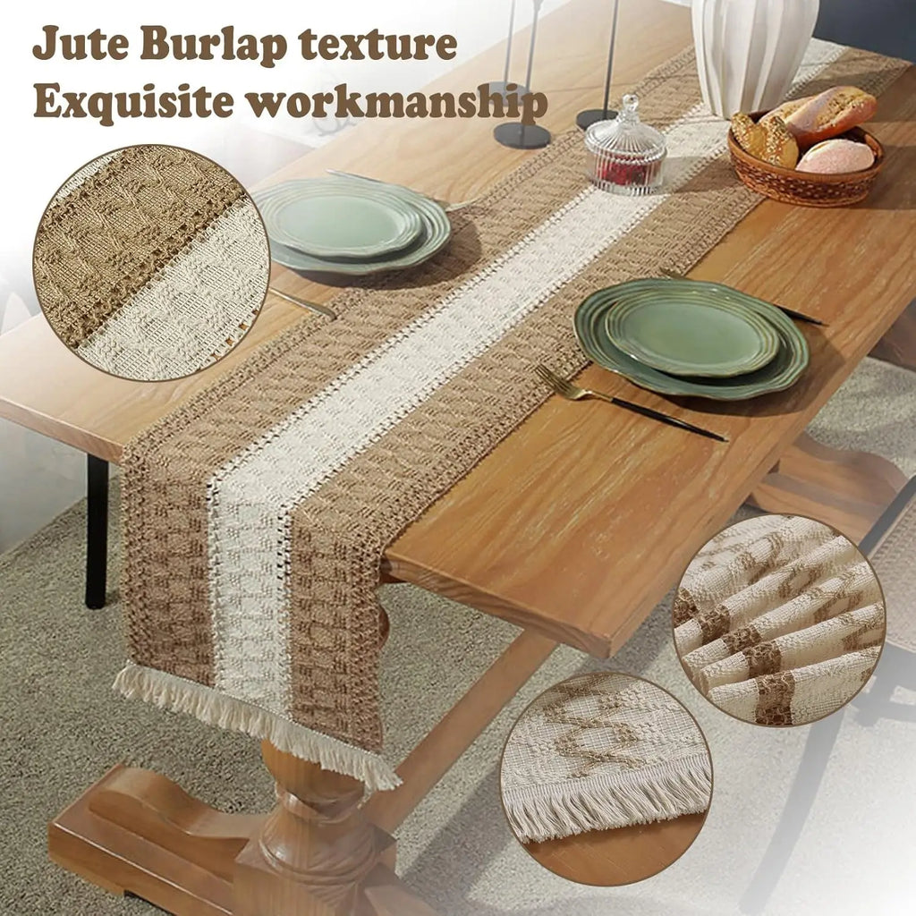 Boho Table Runner for Home Decor,Farmhouse Stripe Table Runner Collection,72 Inches Long Table Runner for Wedding Party Holiday