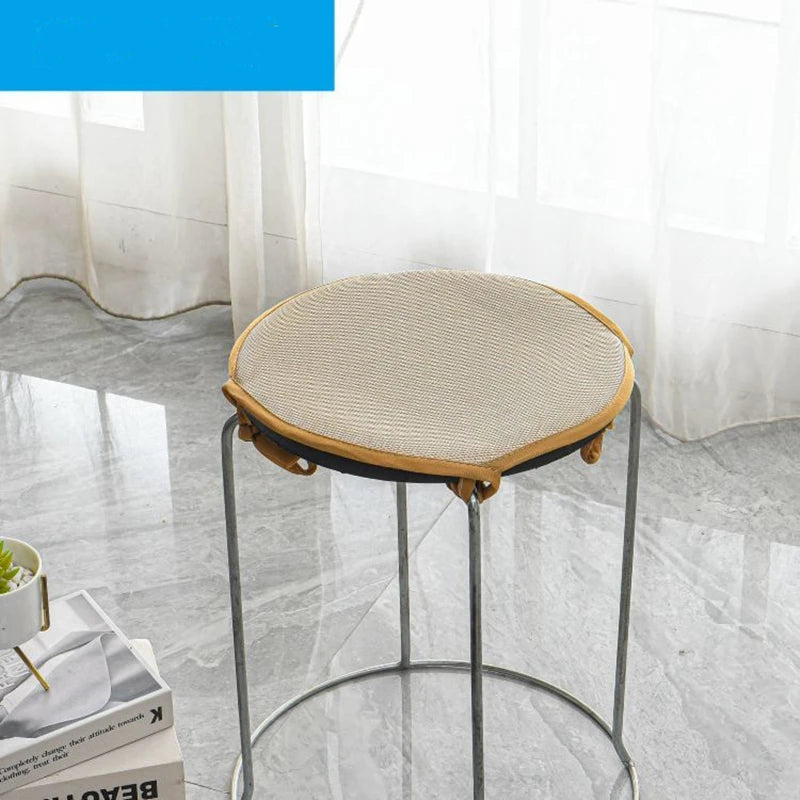 Modern Style Solid Color Summer Ice Silk Cool Seat Cushion Household Round Stool Cushion Restaurant Anti-slip Cool Stool Mat