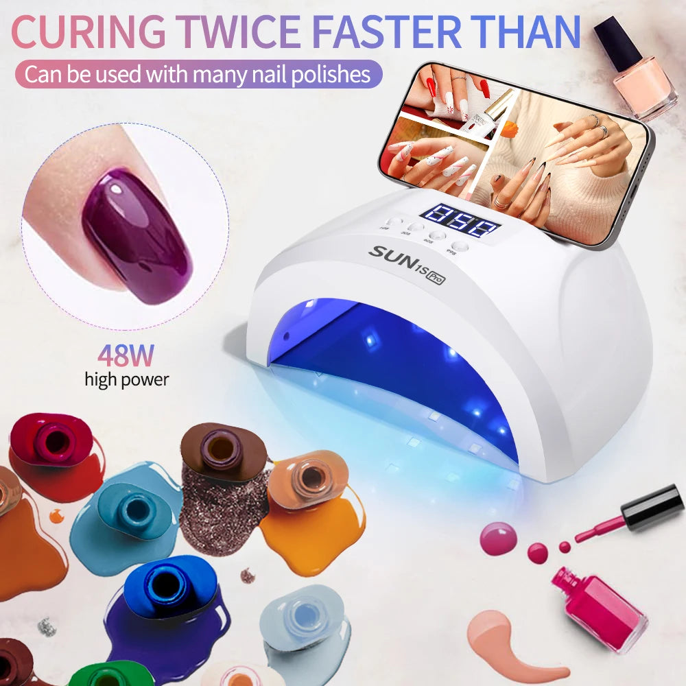 UV LED Nail Lamp Professional Salon Fast Dryer 48W with 4 Timers Automatic Sensor LCD Display for Nail Gel