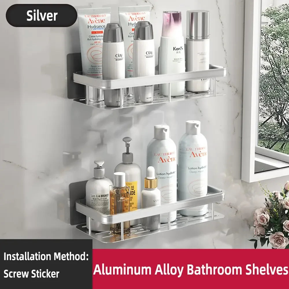 Kitchen wall mounted corner rectangular rack towel rack wall shower shampoo rack drilling-free rack tripod