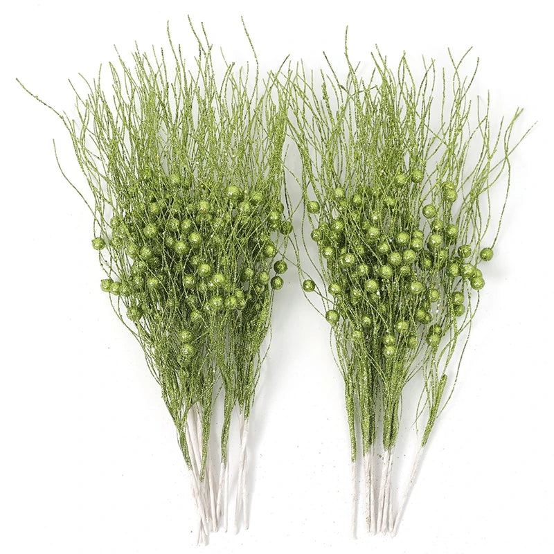 5Pcs Glitter Artificial Berry Bouquet Christmas Tree Ornament for Home Decor New Year 2026 Navidad DIY Wreath Gifts Accessories