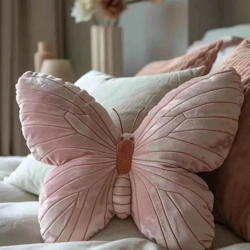 Butterfly Cushion Throw Pillow Pink Decorative Animal Pillow for Couch Living Room Bed Butterfly Decorations Pillow for Kids