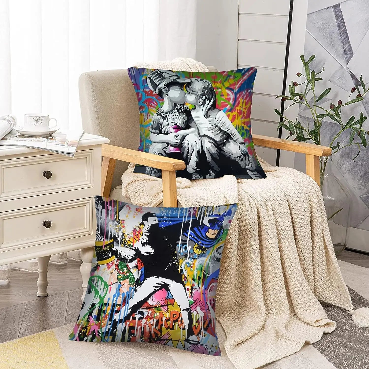 Color Printing Pillow Case Square Cushion Cover Banks Street Art Pillowcase Decorative Modern Throw Pillow Case 50*50 cm
