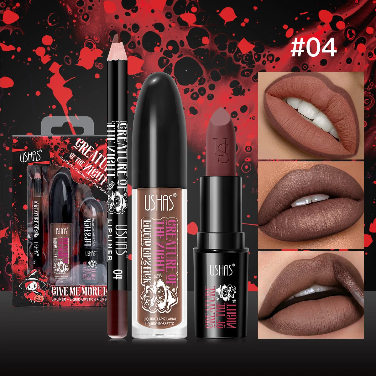 Velvet Matte Lipstick Long Lasting Set Waterproof Lip Gloss Non Transfer High Color Intensity Combo Makeup Liner Halloween