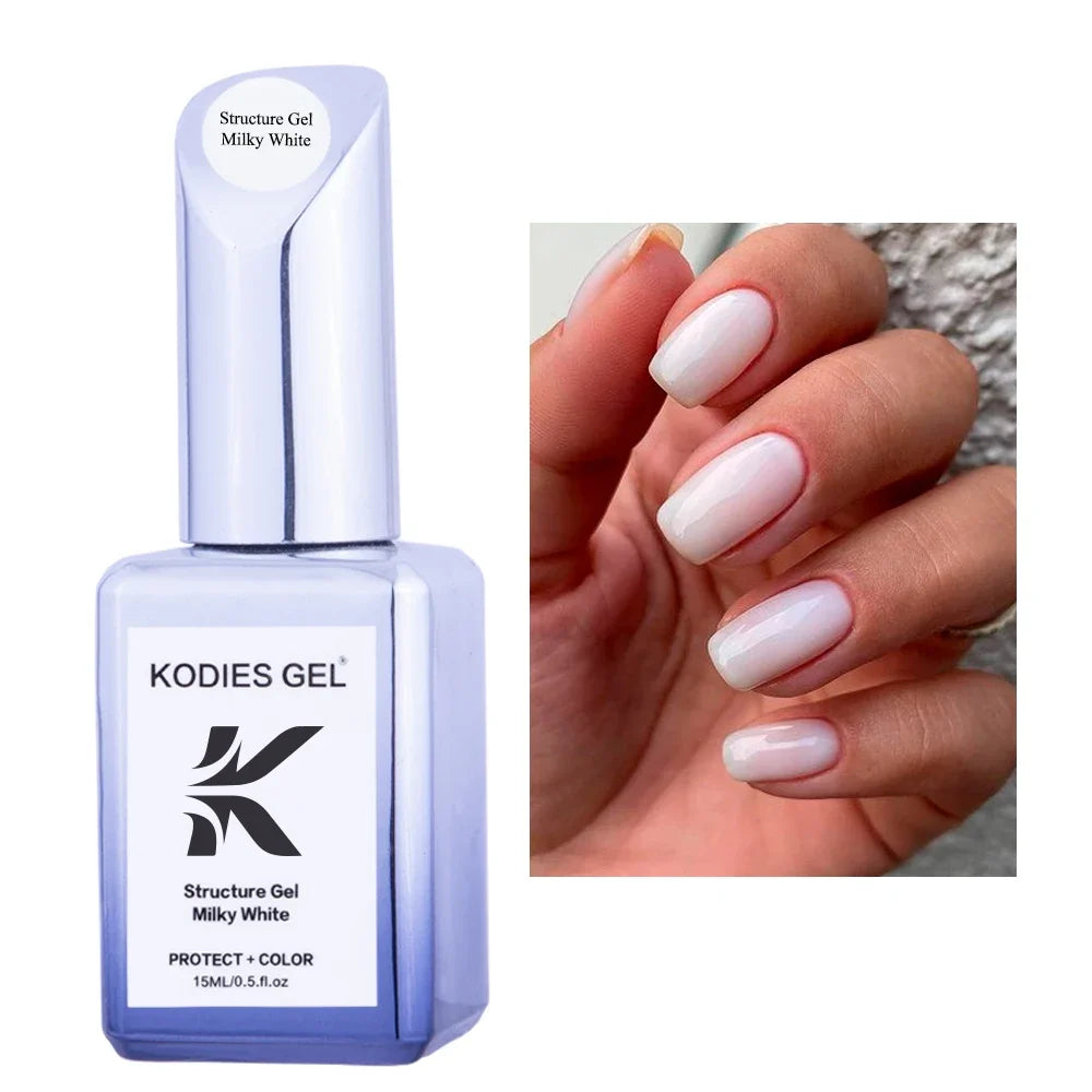 KODIES GEL Milky White Gel Polish Structure Rubber Base Gel Nail Polish 2 IN 1 Milk Opal Semi Permanent Primer Gellak Manicure