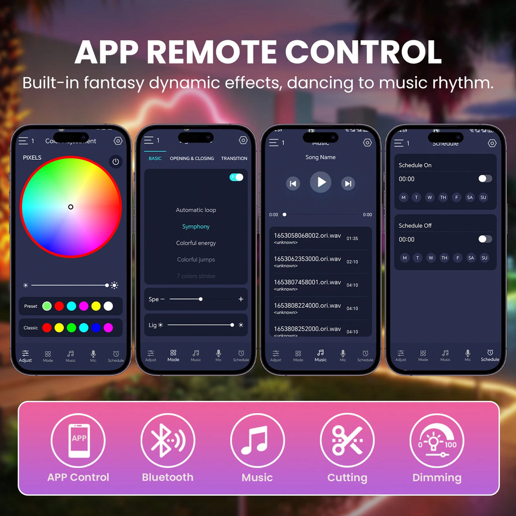 360 Glow Round RGB Neon LED Woven Strip Light 24key Bluetooth APP Remote Control 5V USB WS2812B Music Sync Waterproof Rope Decor