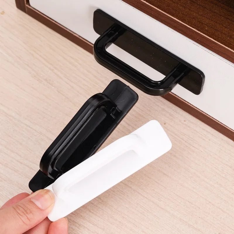 1/10pcs Self Adhesive Cabinet Handles Plastic Punch-Free Wardrobe Door Handle Organizer Kitchen Bathroom Furniture Door Pulls