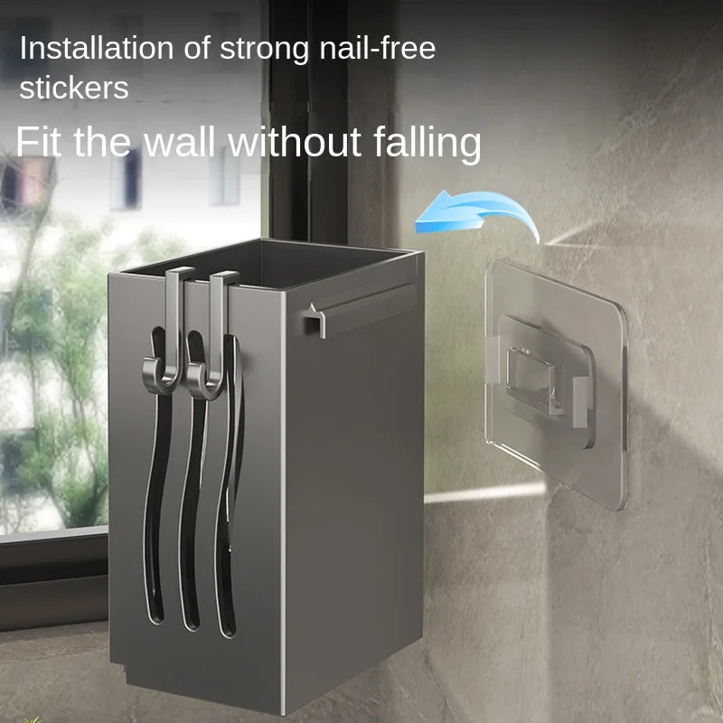 Chopsticks storage box, wall-mounted kitchen shelf without drilling, household chopsticks drainage basket, utensil bowl, chopsti