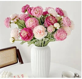 7 Heads Artificial Flowers Silk Peony Rose Hydrangea Bouquet Home Decorations Party Wedding Bride Fake Plants