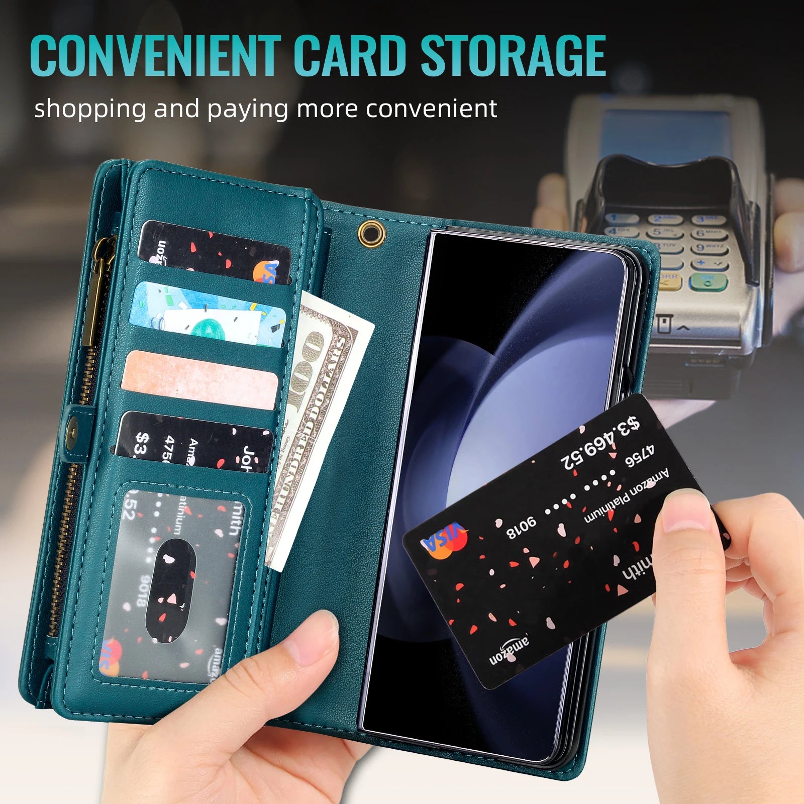 Multifunctional Leather Case for Samsung Galaxy Z Fold 5 4 3 Fold5 Fold4 Fold3 5G Phone Bags Cover Pen&Card Slots Wallet Holster