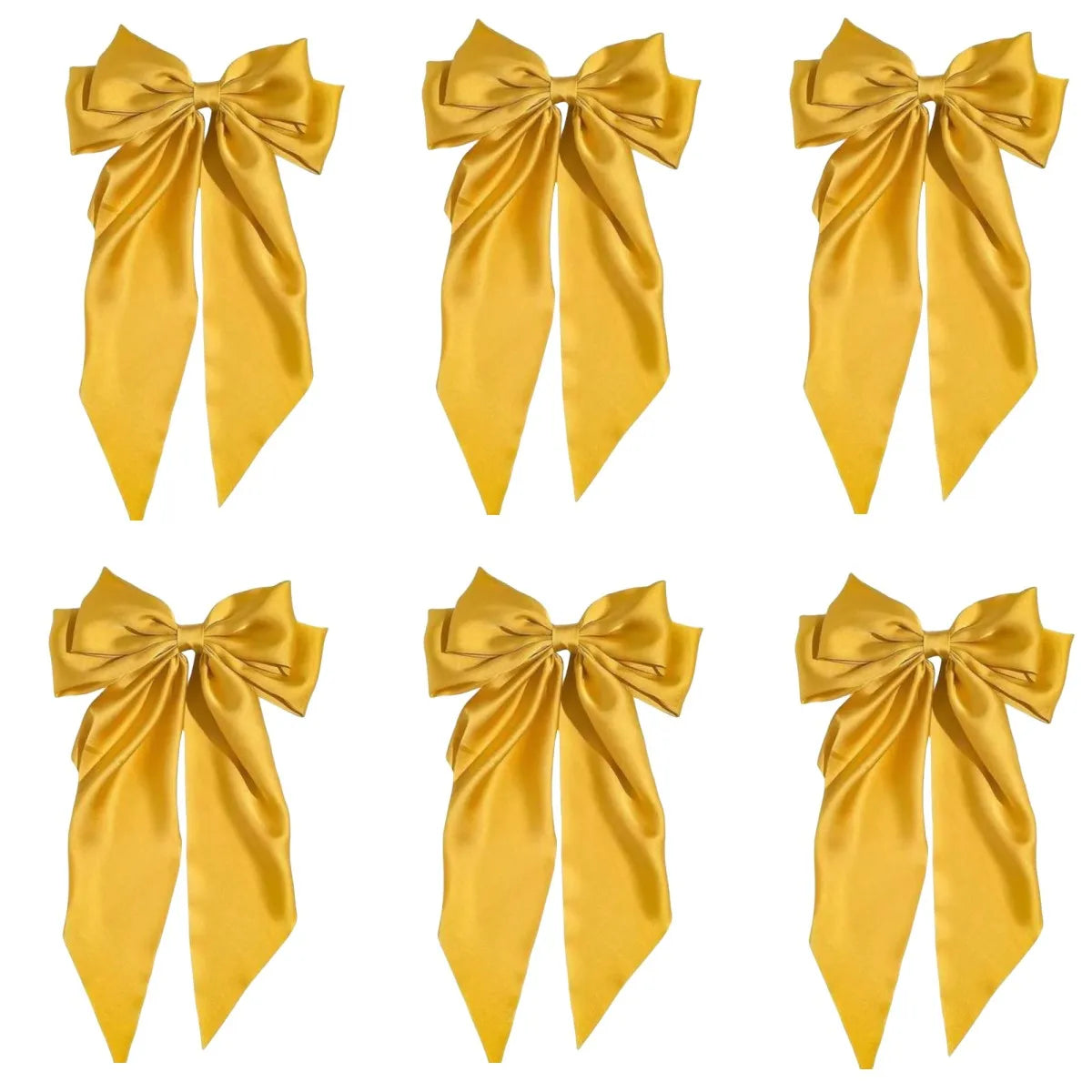 6 spring clip streamers bow hair clips for women