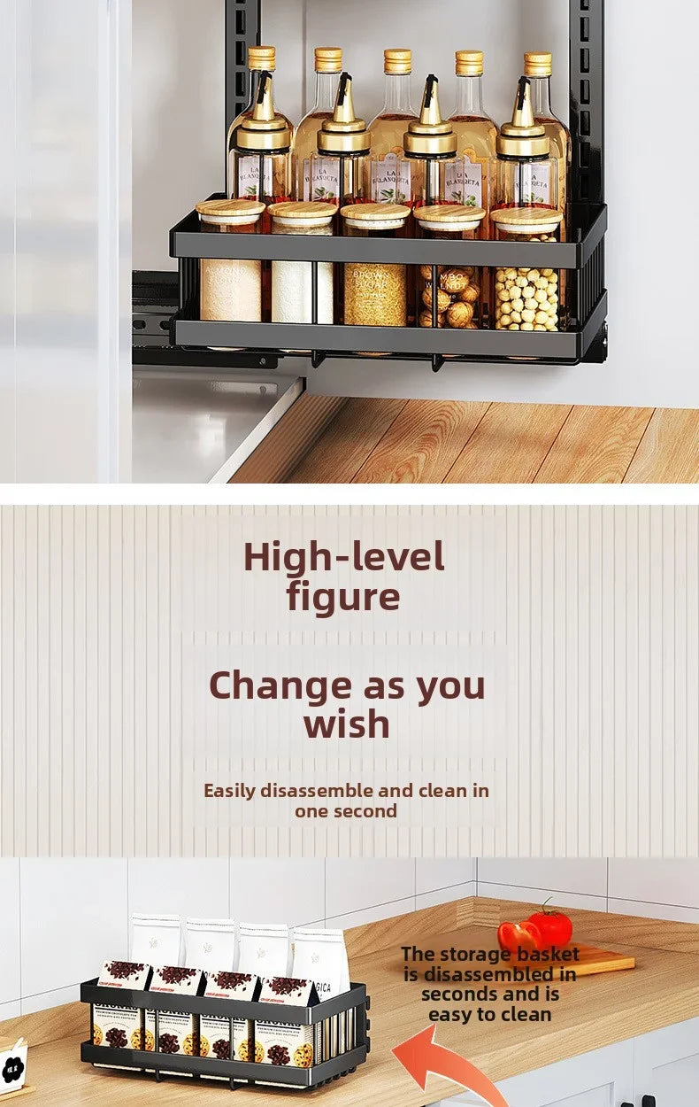 Large-Capacity Pull-Out Storage Cabinet for Home Kitchens Adjustable Under-Sink Storage Shelf with Sliding Mechanism
