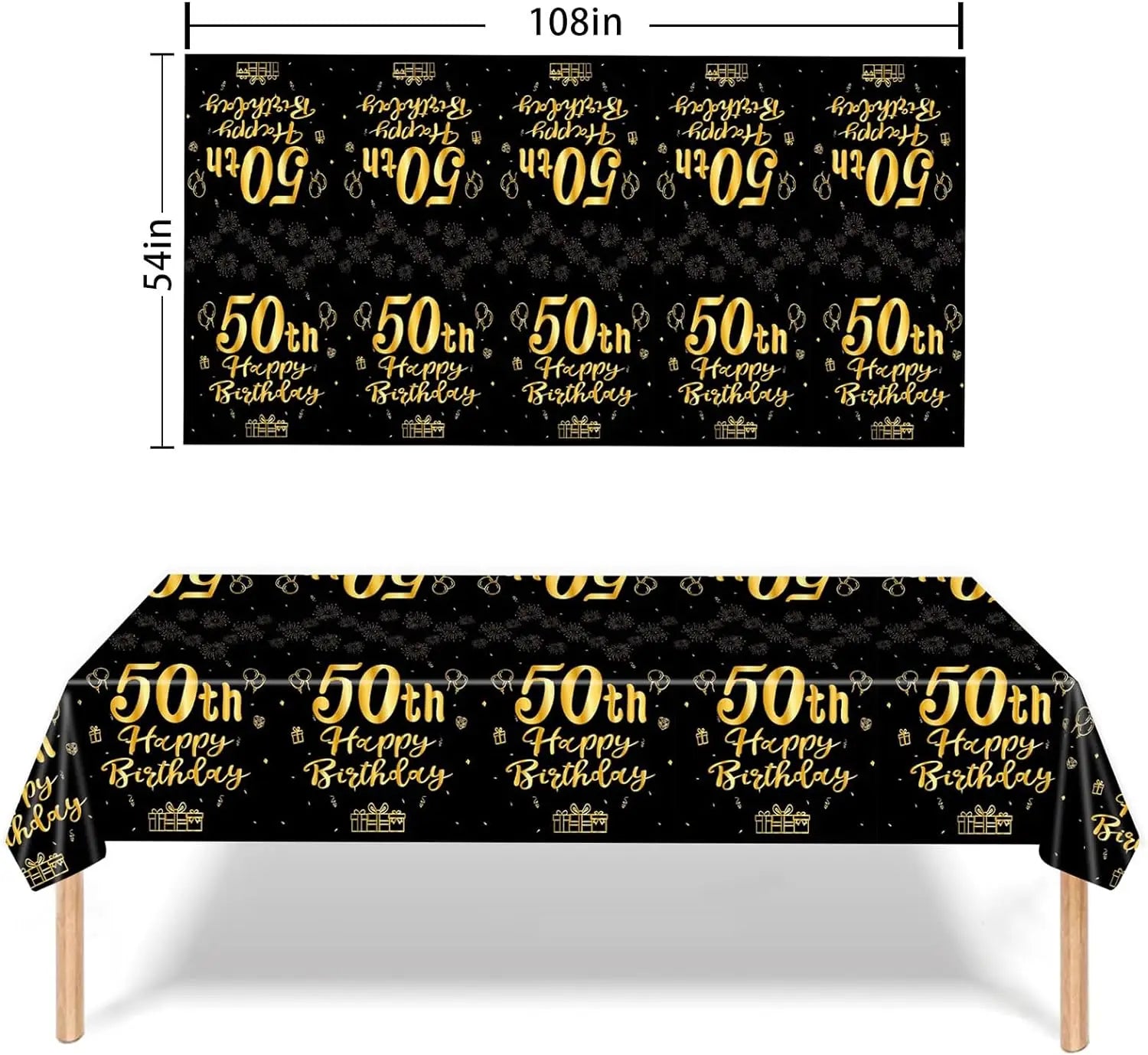 50th Birthday Party Supplies for Men Women Black and Gold 50 Years Old Party Paper Plates Cups Napkin Tablecloth Tableware Decor