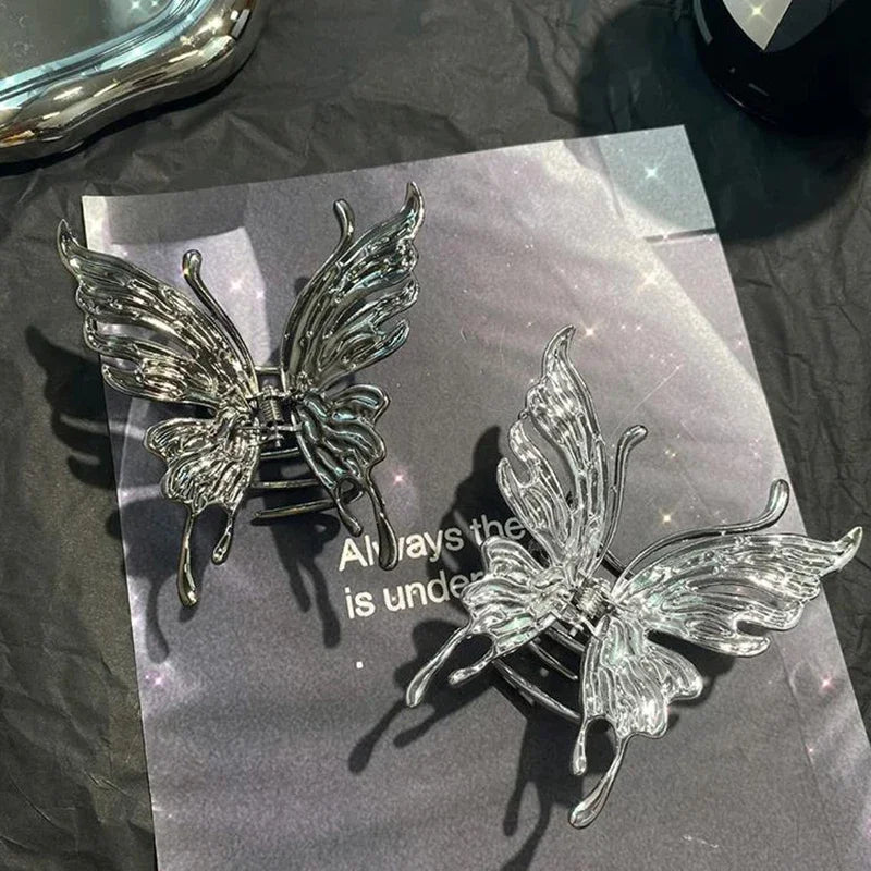 Butterfly Hair Clip Bright Silver Cross Geometric Hairpin Rose Flower Hair Claw Woman Girls Styling Barrette Headdress