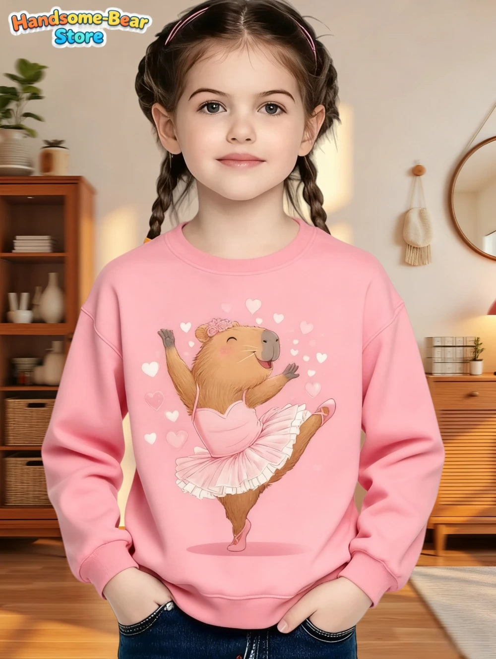 Capybara Sweatshirts Kawaii Cartoon Graphic Kids Hoodie Harajuku Girl Tops Fashion Cute Animals Long Sleeves Children's Clothing