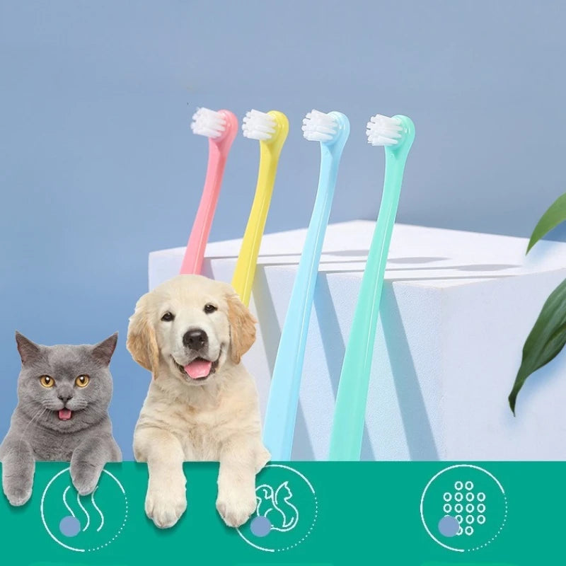 1pc/5pcs Pet Toothbrush Dog Cat Plastic Toothbrush Removing Bad Breath Tartar Cleaning Mouth Pet Dental Care Dog Accessories