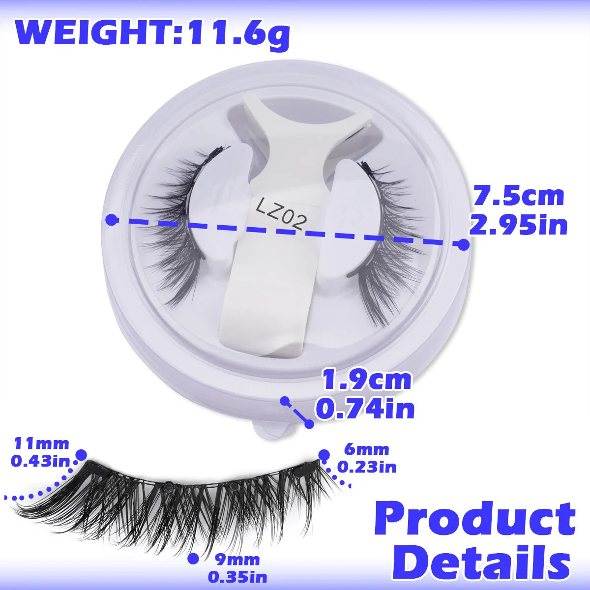 Reusable Magnetic Eyelashes 1 Pair Natural Curly Fluffy Magnetic False Eyelashes No Glue Needed Lashes Makeup with Tweezer Set