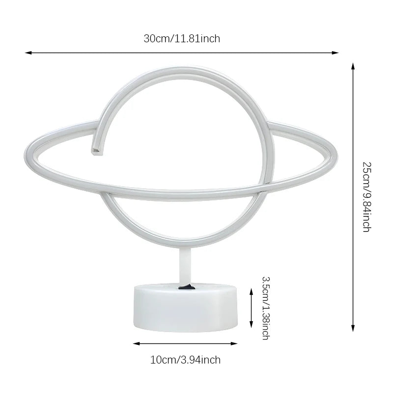 Pink Blue Planet neon sign Light USB/ battery dual purpose LED Lamp, for Birthday Wedding Party Wall Camping Summer Home decor