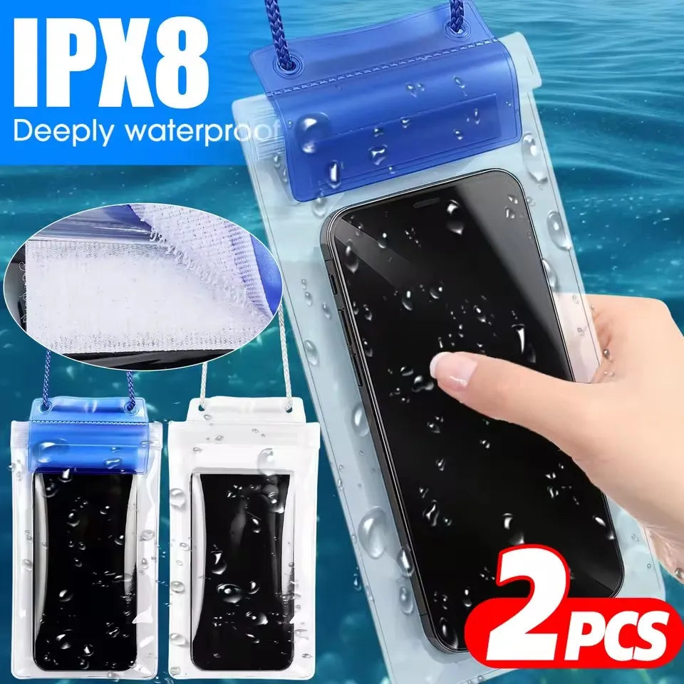 2/1Pcs Waterproof Phone Pouch Universal IPX8 Water Proof CellPhone Case Dry Bag Waterproof Phones Protector for Beach Swimming