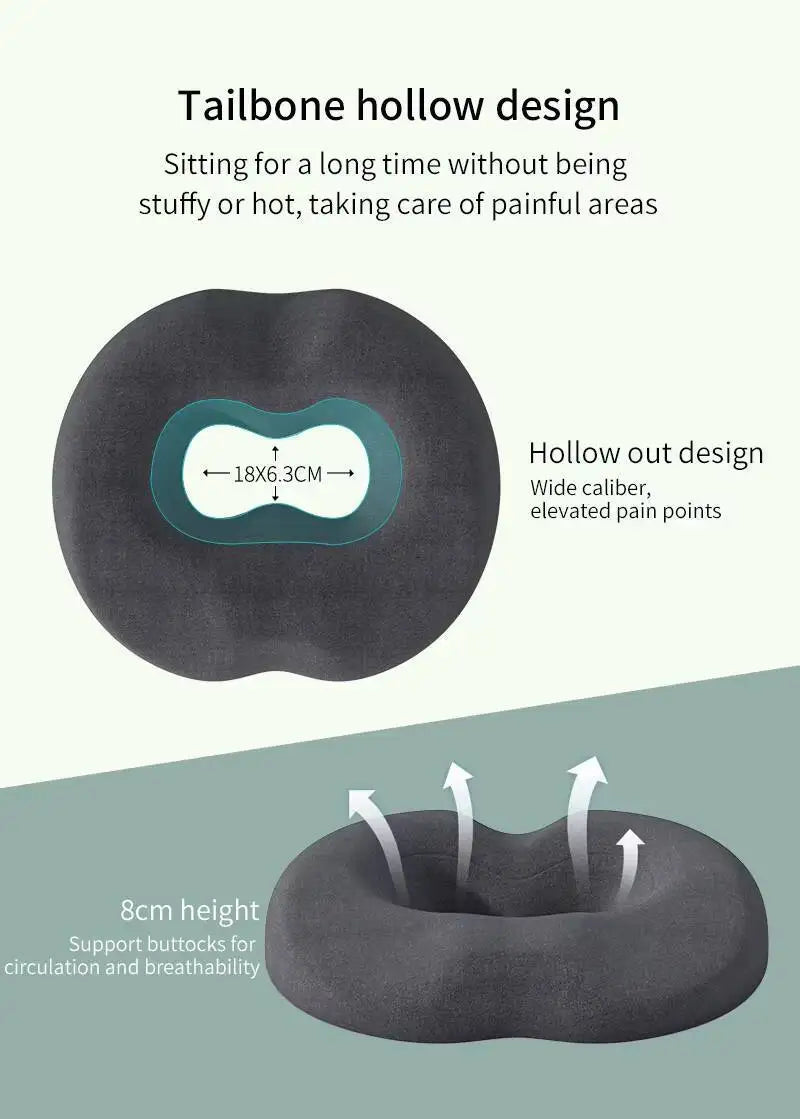 Breathable Comfortable Office Chair Memory Foam Seat Non Slip Orthopedic Prostate Cushion for Tailbone Sciaticaback Pain Relief